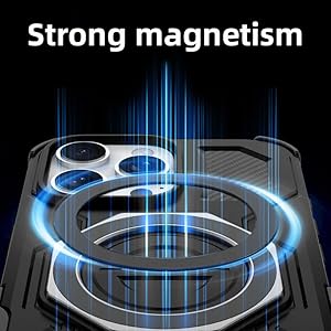 ALLINBOY for iPhone 16 Pro Max Case, Magnetic with Stand Ring Holder Kickstand Military Grade Drop Protection Heavy Duty Rugged Shockproof Phone Case Bumper Non-Slip, Black