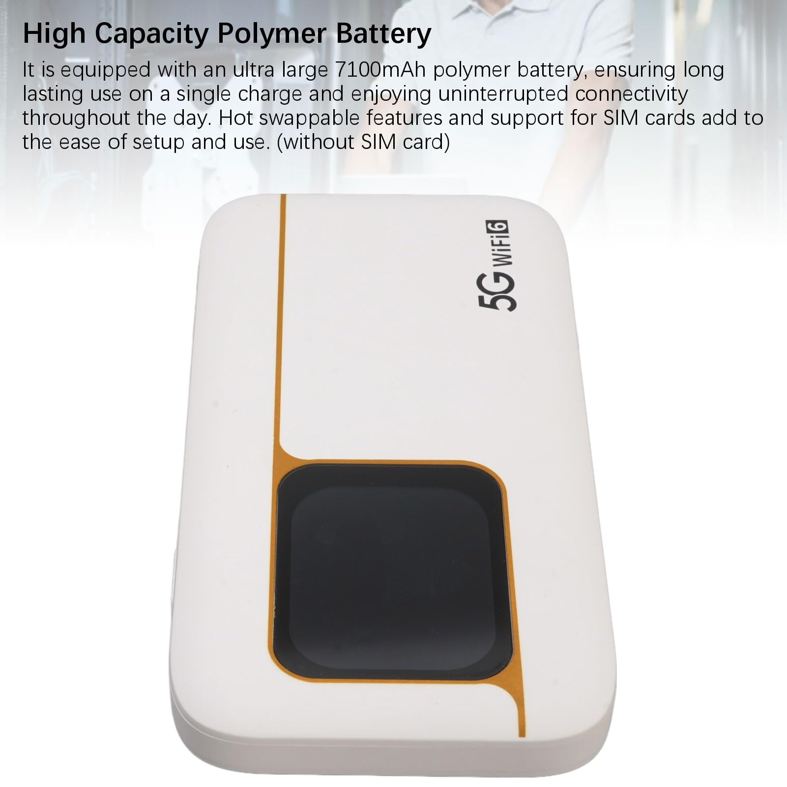 Router Portatile WiFi 6 Hotspot Mobile 5G, Touch Screen da 2,01 Pollici Batteria Grande da 7100 MAh con Slot per Scheda SIM, Supporta 16 Dispositivi per la Casa e il Viaggio