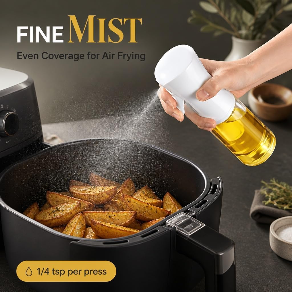 Olive Oil Sprayer for Cooking - 1/4 tsp Per Pump, 6.7 fl oz Glass