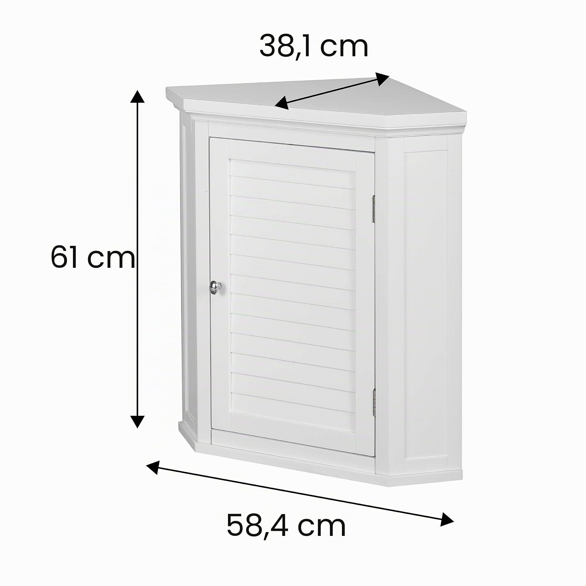Ensemble de Rangement d'angle Mural pour Salle de Bain avec Placard en Bois Versanora, MDF, Blanc, 57,15 x 38,1 x 60,96 cm
