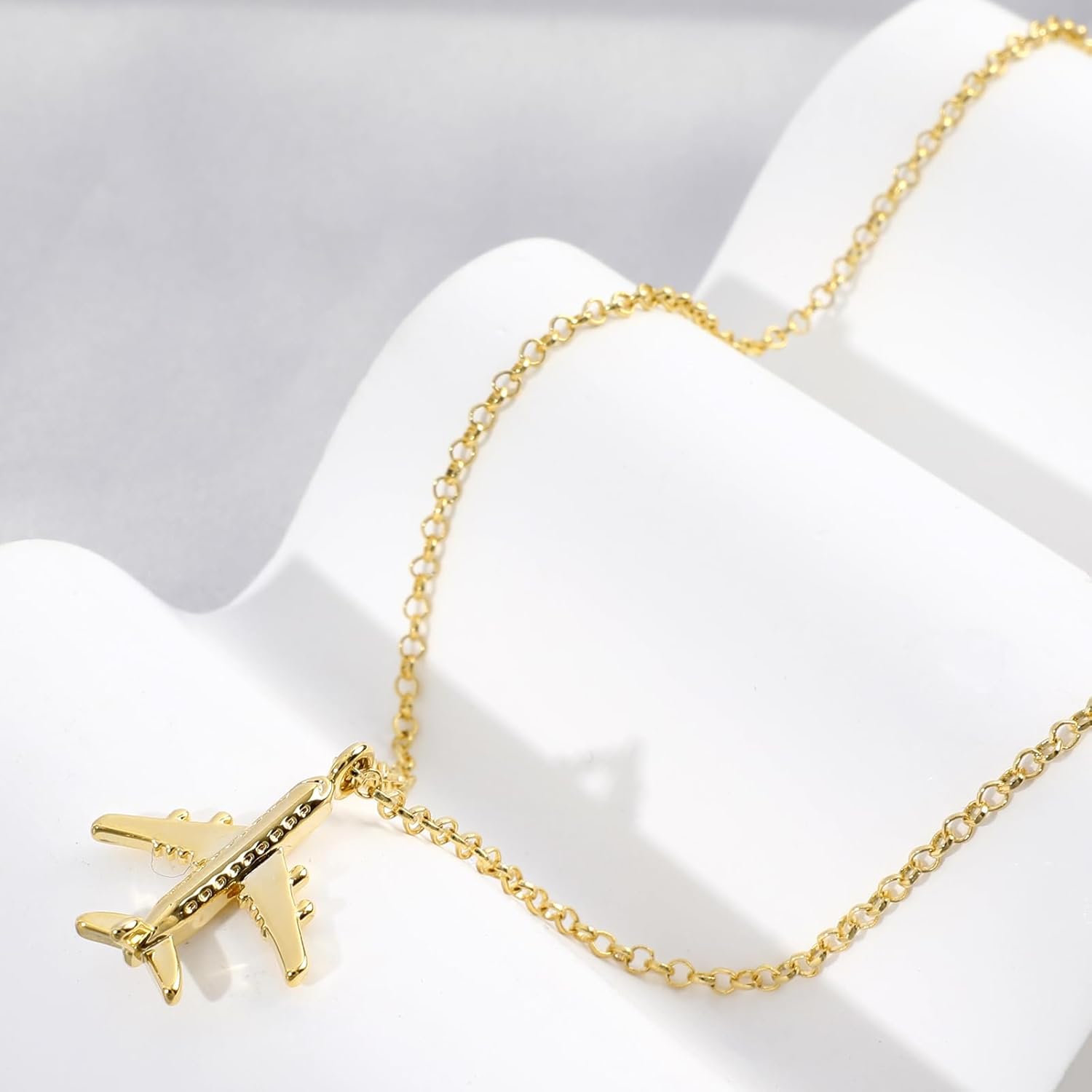 Gold Pendant Necklace for Women 14K Gold Plated Flower Mushroom Hummingbird Airplan... - Image 7