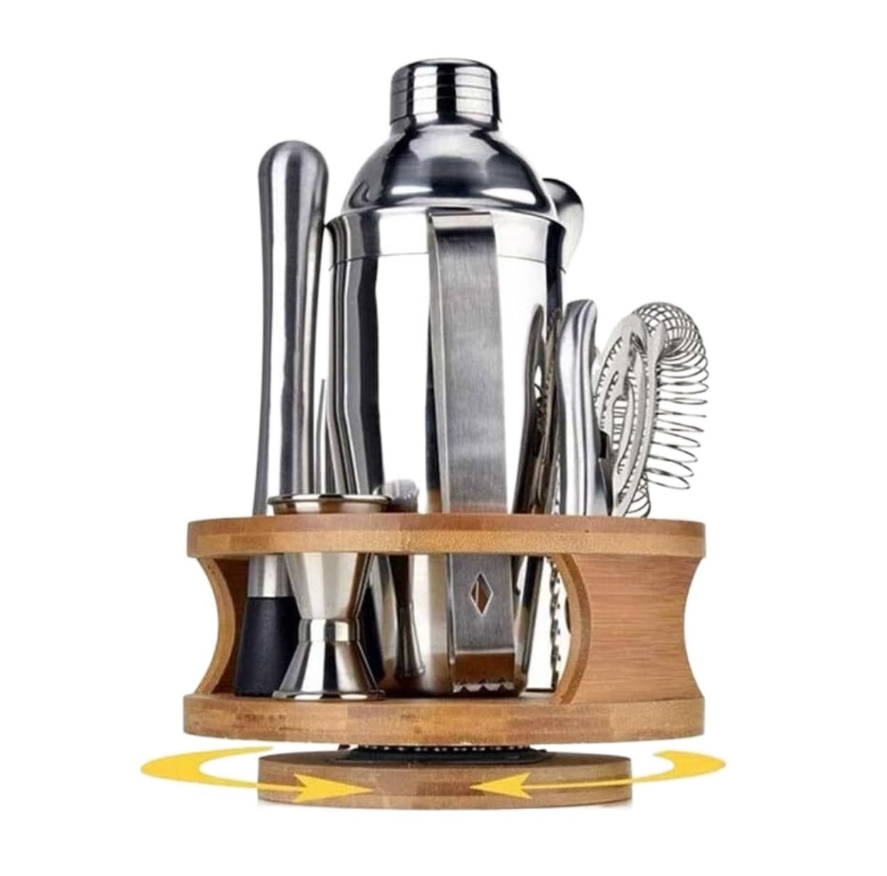 Shaker À Cocktail pour Mélanger Boissons Ensemble De Bar 10 Pièces Ensemble De Shaker À Cocktail avec Support Kit De Barman À Domicile avec Outils De Bar pour Bar Fête(550ml)