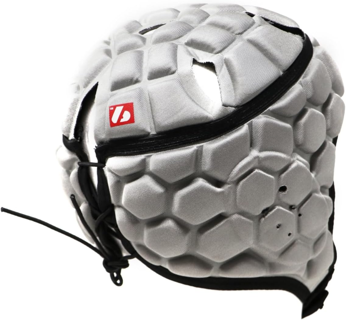 HEAT PRO competition rugby helmet headguard, Silver, size S