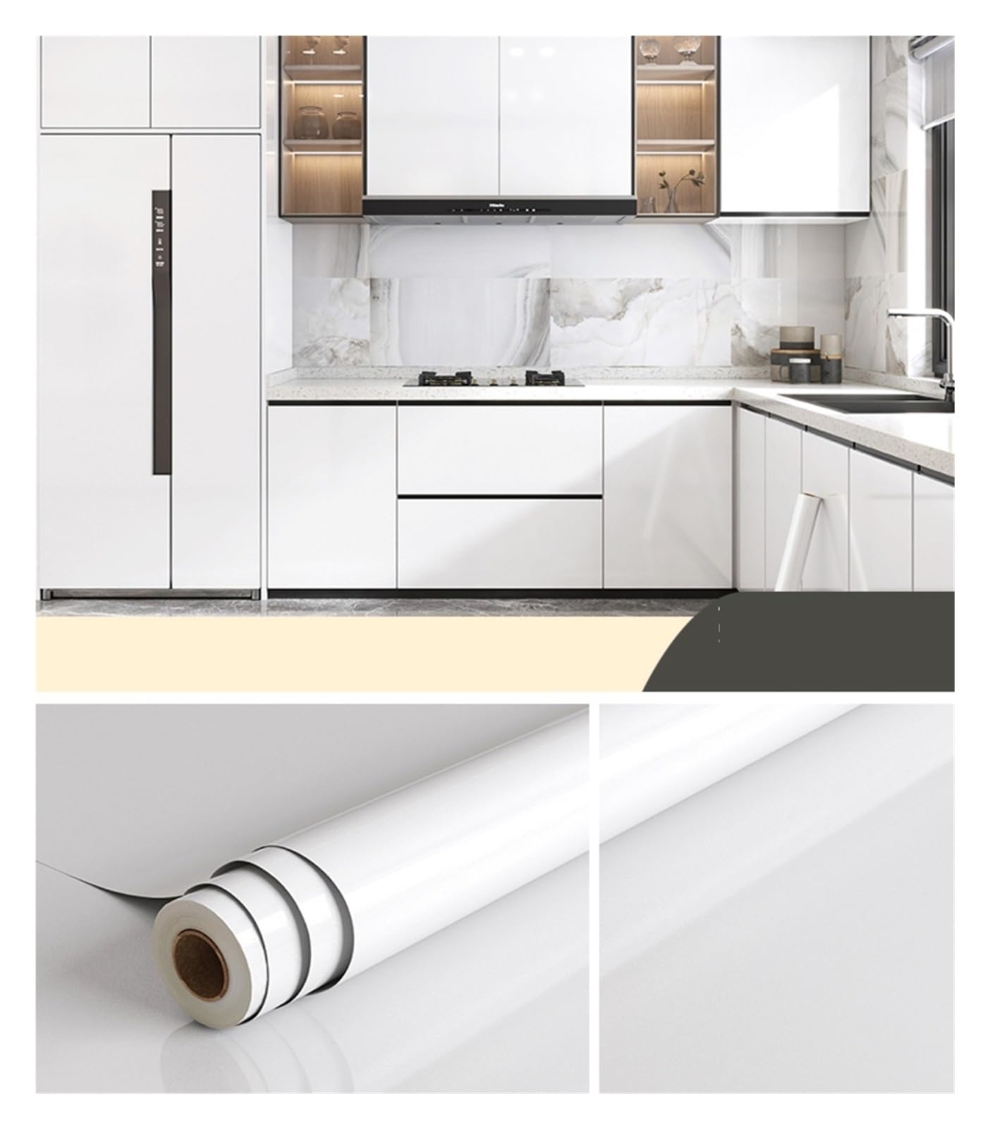 Marmor Folie,Klebefolie Marmoroptik Wasserdicht Öl Beweis Folie Marmor Dekor Aufkleber for Küche Wand Selbst Adheisve Abnehmbare Tapete for Wohnzimmer(Q7,55CMX300CM)