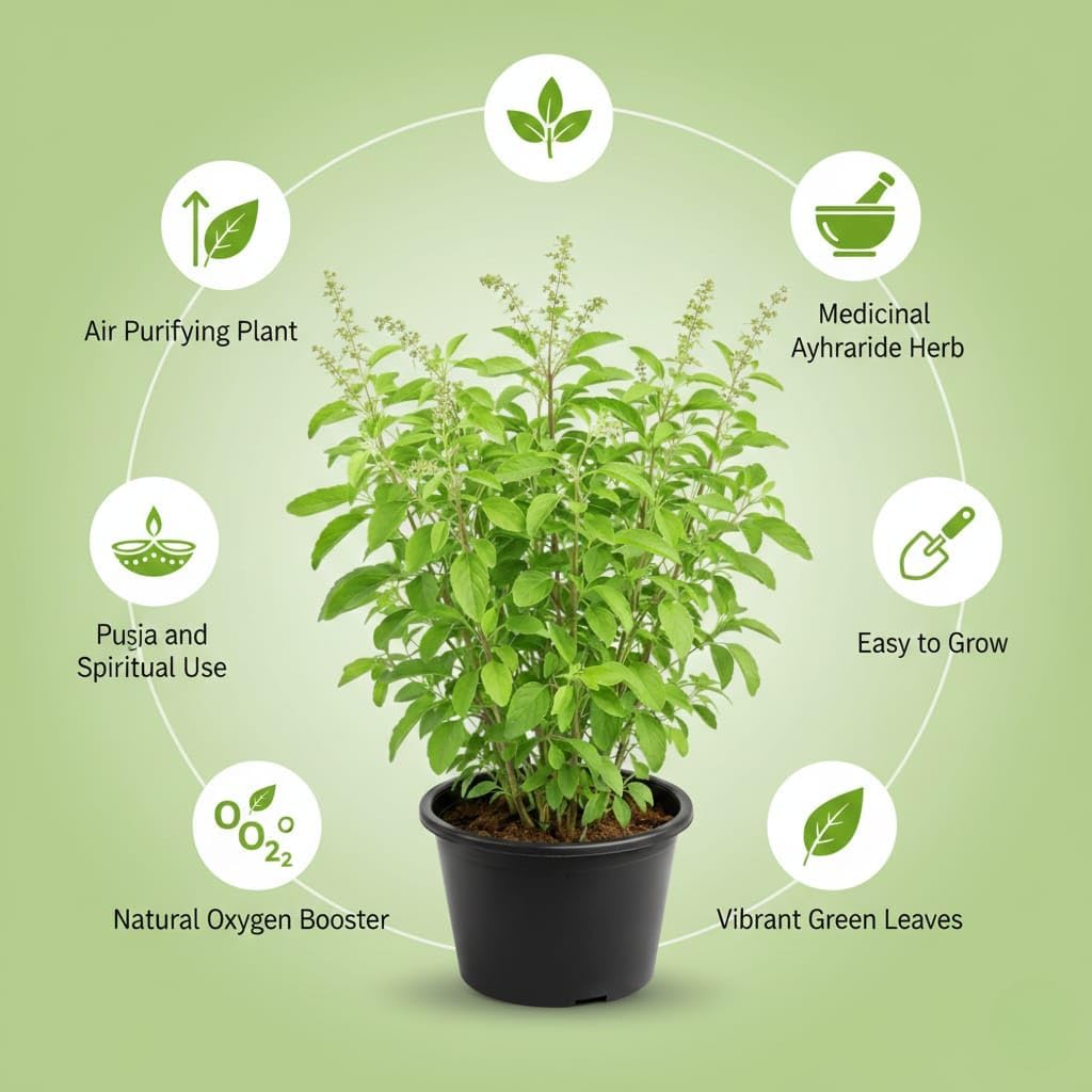 Tulsi Live Plant - Holy Basil for Home & Pooja -5