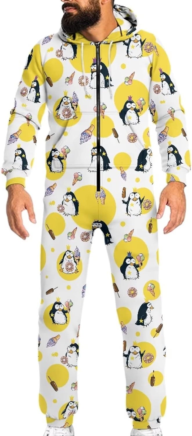 Coloranimal Unisex Women Men Novelty Onesie Pajamas Jumpsuits Family Matching Active One Piece Tracksuits for Adult