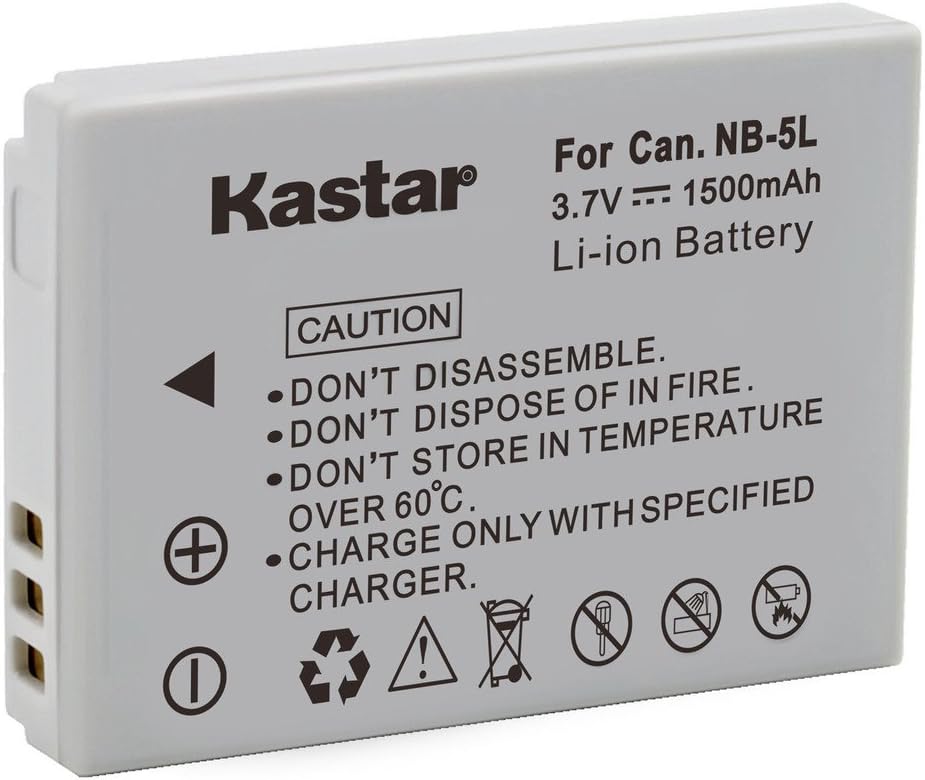 Kastar NB-5L Battery (1-Pack) for Canon PowerShot S100, S110, SD700, SD790, SD800, SD850, SD870 is, SD880 is, SD890 is, SD900 is, SD950 is, SD970 is, SD990 is, SX200 is, SX210 is, SX220 is, SX230 HS