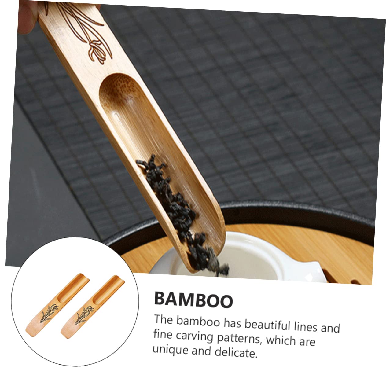 Unomor Bamboo Tea Scoops Shovel Set 2pcs Kungfu Tea Accessories for Serving at Home