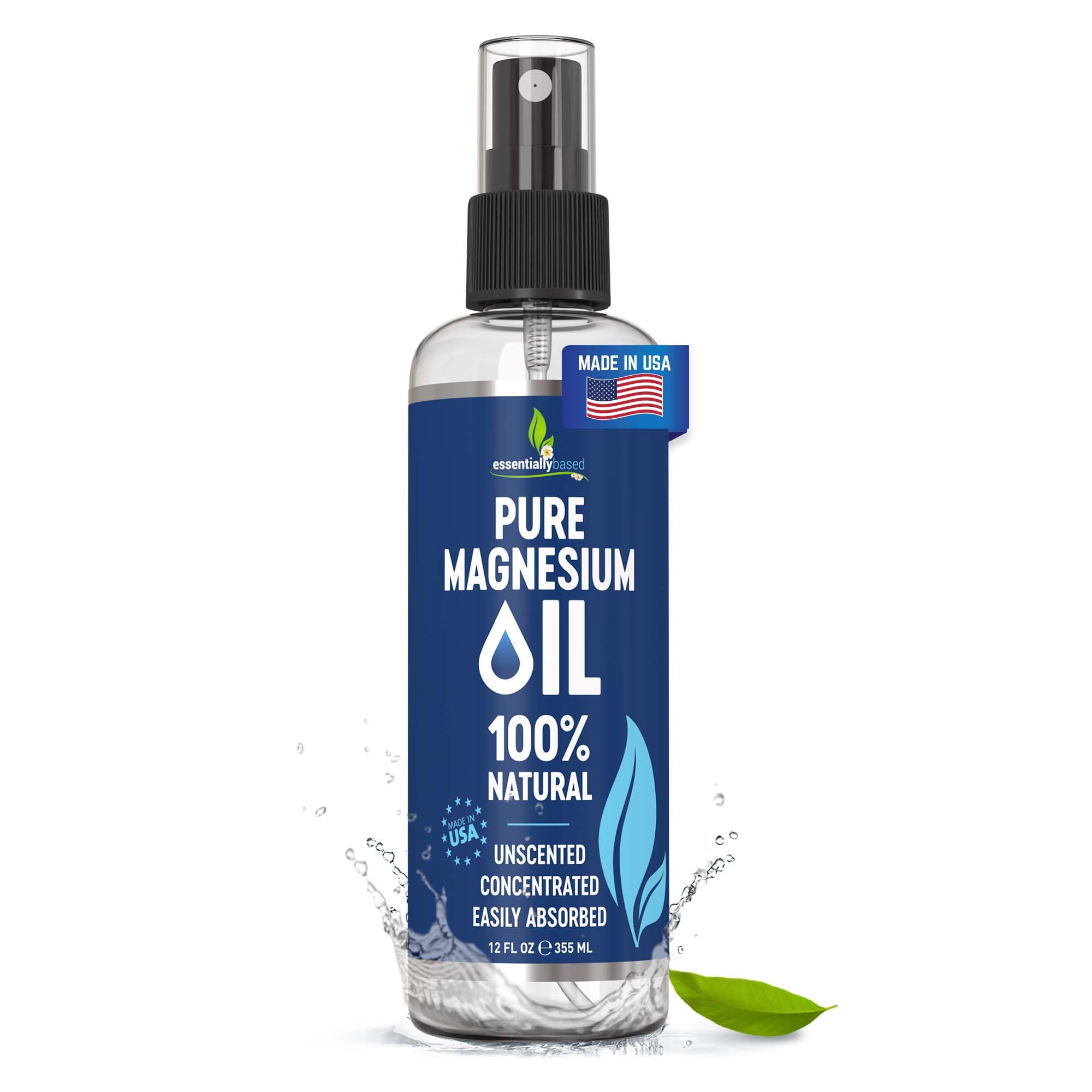 Magnesium Oil Spray - Large 12oz Size - Extra Strength - 100% Pure for Less Sting - Less Itch - Natural Pain Relief & Sleep Aid - Essential Mineral Source