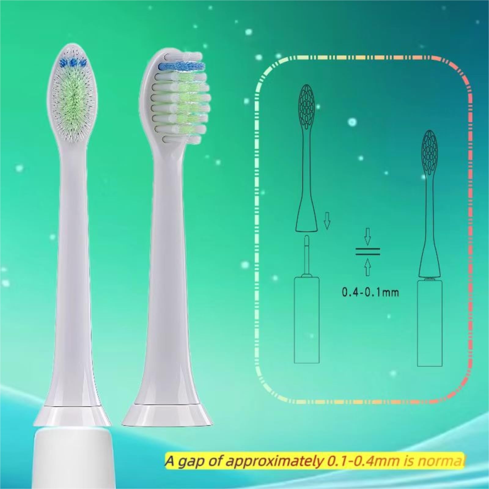 Testina Di Ricambio For Spazzolino Elettrico. Compatibile Con Philips HX3734/03 HX6616/52 HX6616/50 HX6616/51 HX9954(8 white brush heads)