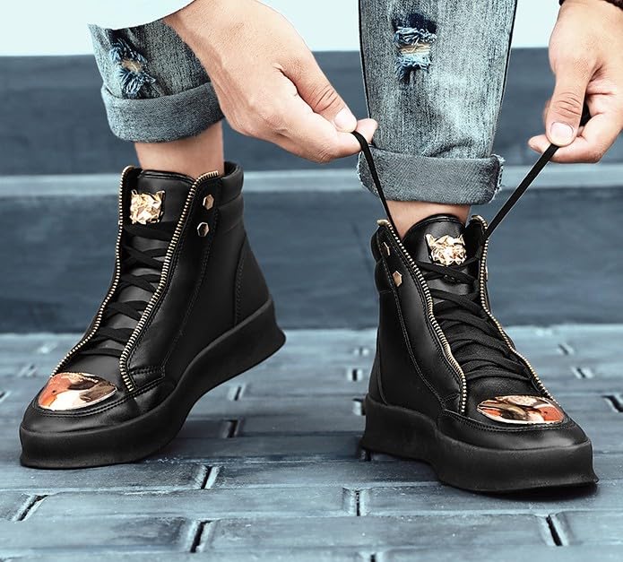 Men's Zipper Fashion Sneakers Running Shoes Casual Slip on Walking Tennis Gym Sneakers/Skateboard Shoes4