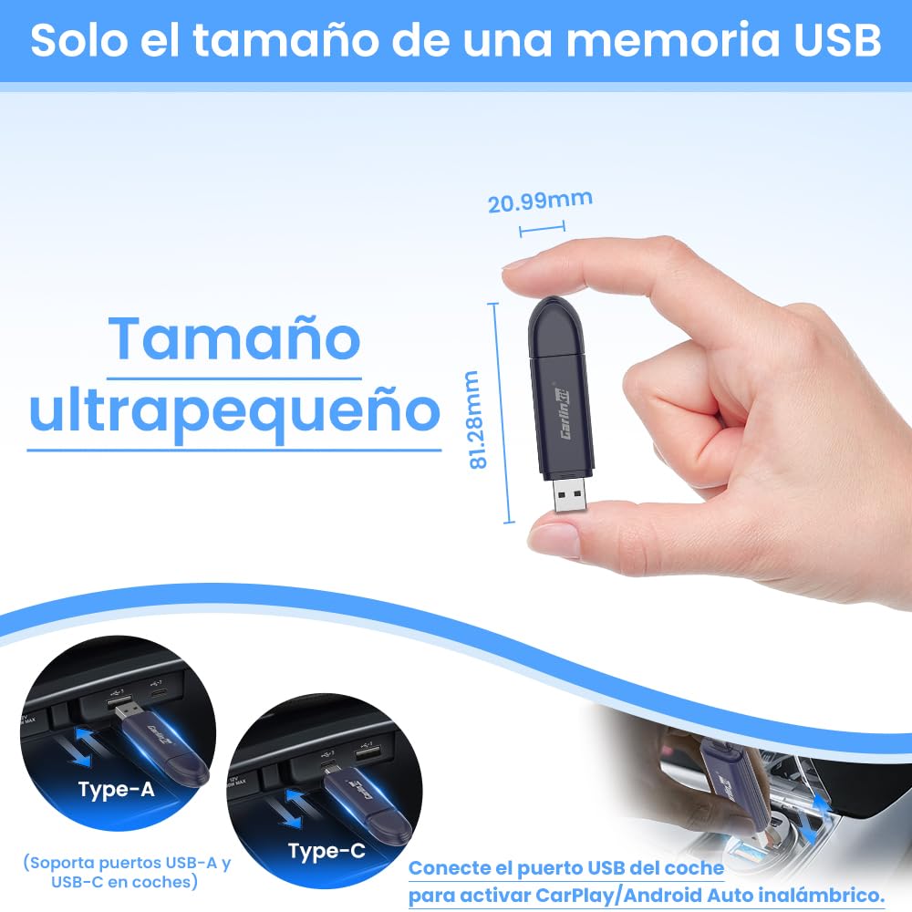 Carlinkit Mini SE Pro Adaptador inalámbrico para CarPlay Inalámbrico y Android Auto inalámbrico(2 en 1),para Coches con CarPlay con Cable o Android Auto con Cable (año: 2017-2026), Plug and Play
