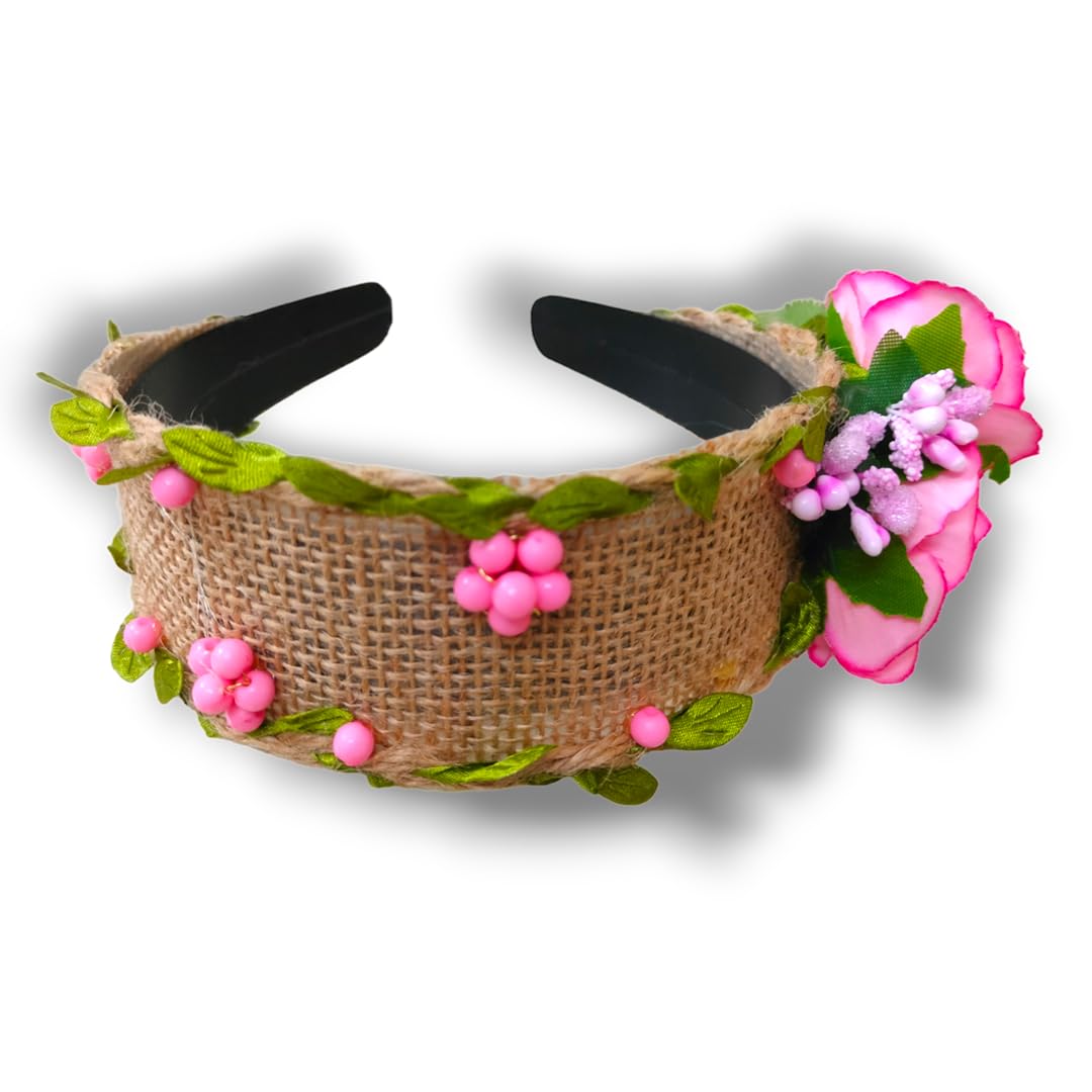 Hair Flare Delicately Crafted Artificial Leaves Covered with Jute Cloth Headband |Elegant & Versatile Hair Band | Hair Headbands for Women - Baby Pink, 2663, Pack of 1 (B0CF5FJWHQ) Amazon Price History, Amazon Price Tracker