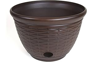 Liberty Garden Products 1920 High Density Resin Wicker Design Garden Hose Pot, Bronze