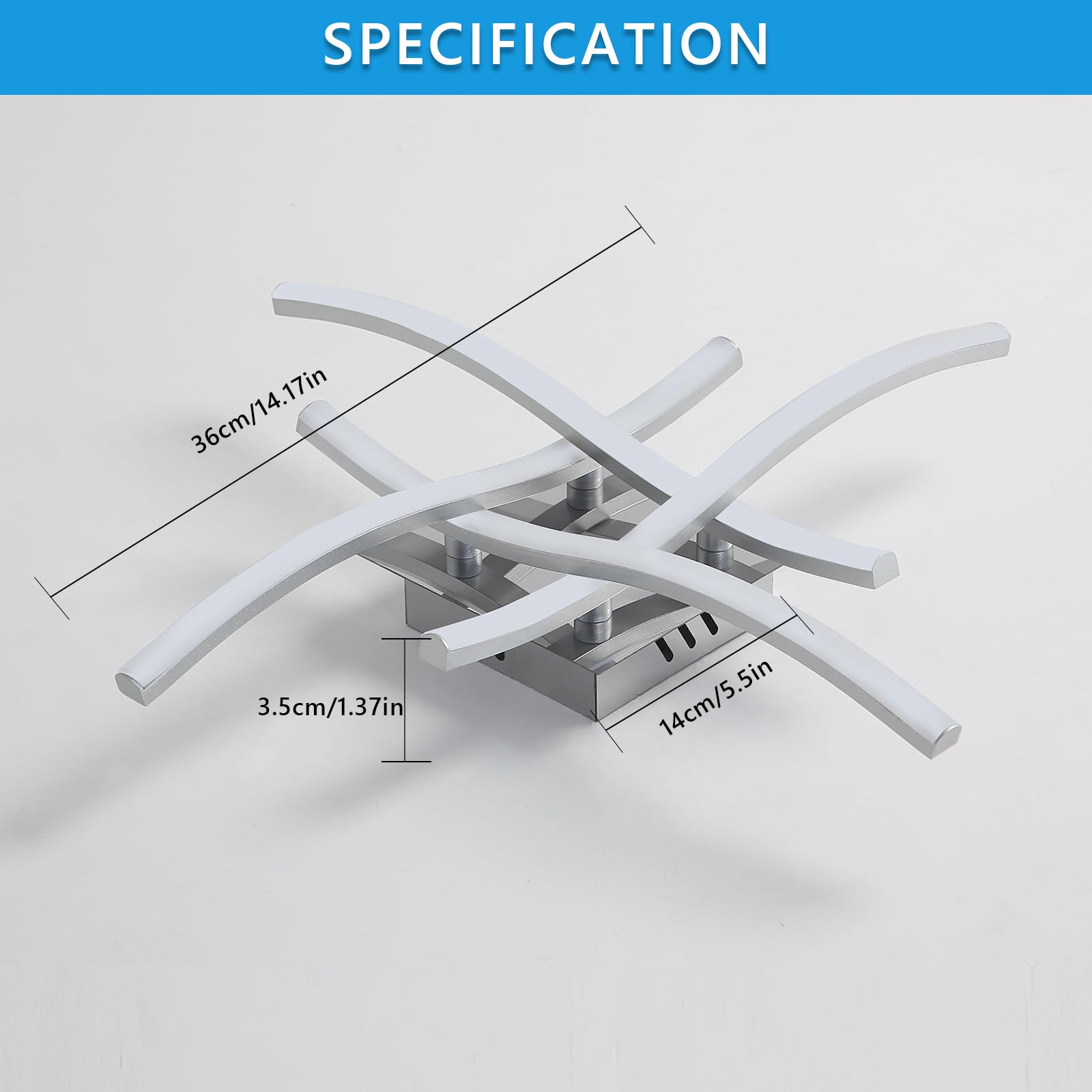 Goeco Dimmable LED Ceiling Light with Remote Control, 28W 3150 lm Curved Ceiling Lights Fixture with 4 LED Strips - Image 3
