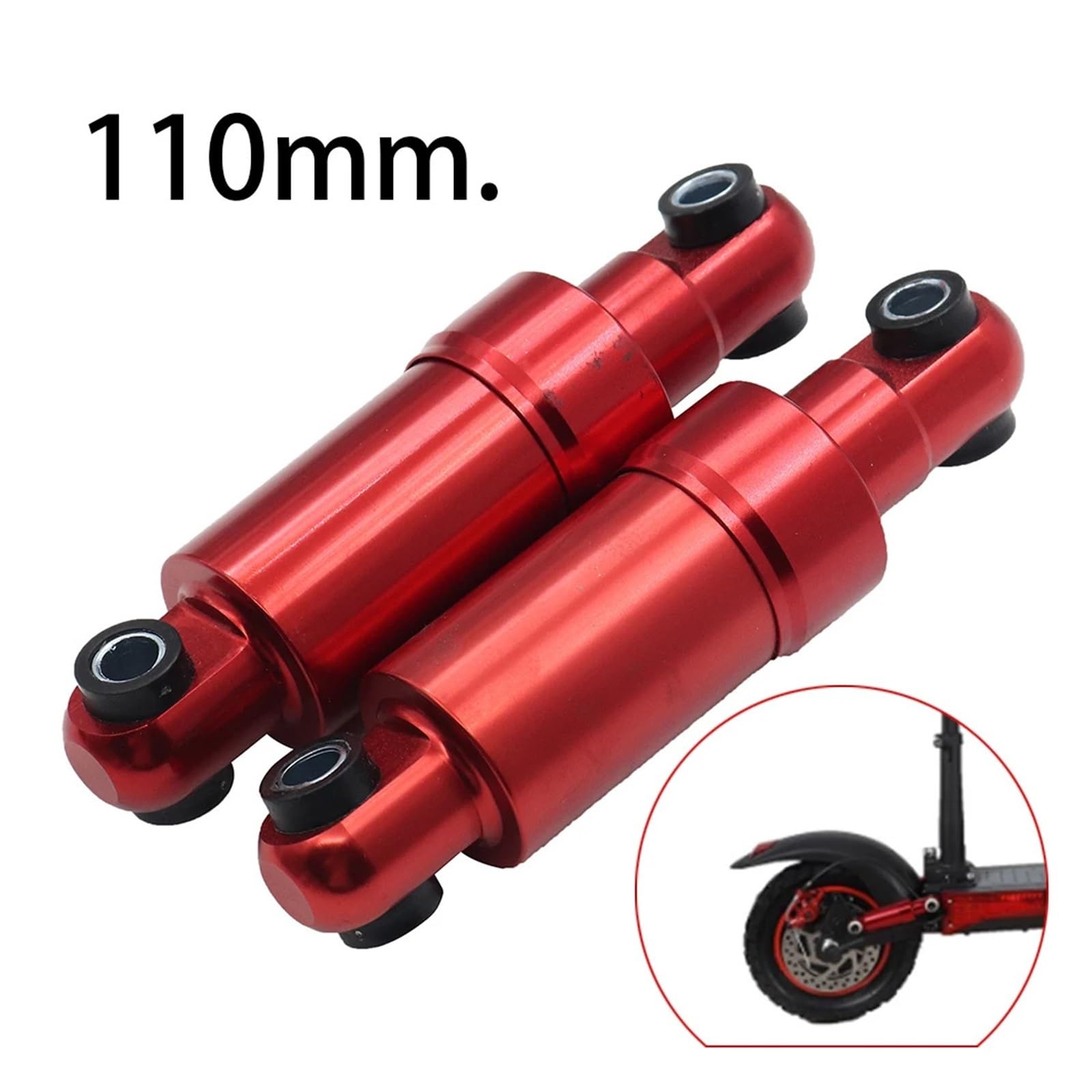 1 par de amortiguadores Traseros for Scooter de 110 mm compatibles con Las Piezas de Repuesto de amortiguación de Rebote de Resorte del Scooter eléctrico KUGOO M4(Red)