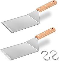 Vista 9 de HaSteeL Juego de espátulas de metal, herramientas de espátula grande de acero inoxidable resistente, espátula de plancha grande para hamburguesas