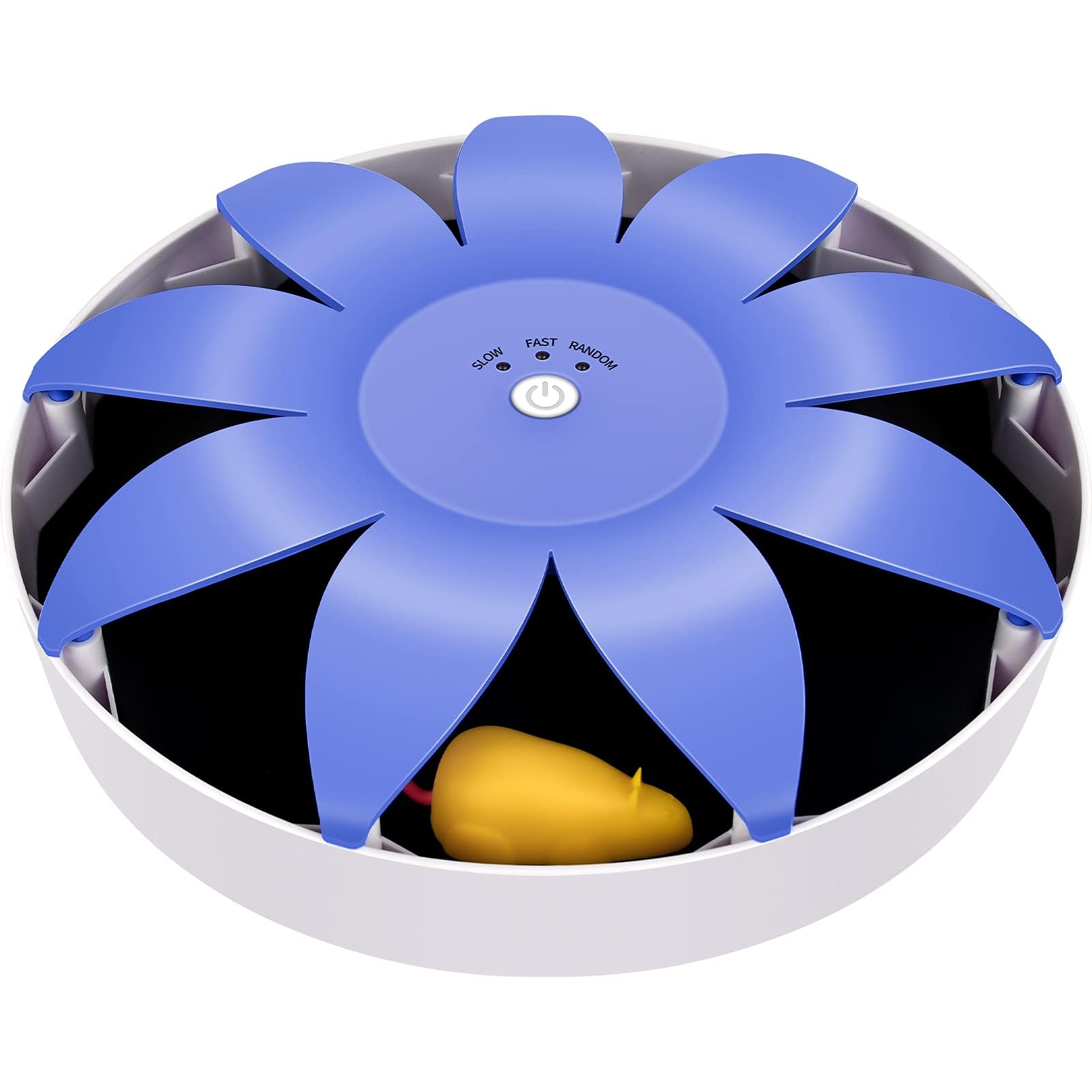 FluffyDream Giocattolo elettrico automatico per gatti, rotante, magnetico, interattivo, con mouse emulazionale, code soffici, giocattoli per gatti da interni, animali domestici, 24,5 x 24,5 x 6 cm