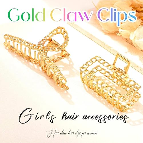 Miniatura 2 de Casdre Pinza de metal para el cabello, pinza cuadrada dorada, cadena de mandíbula de plátano, accesorios para el cabello de sujeción fuerte para