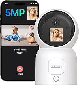 ZOSI 5MP 2 Way Video Indoor Security Camera,One-Touch Call,Human Detection,C519M5 360° View Baby/Pet Dog Monitor,3K Plug-in Pan/Tilt Smart Home Cam,2.4/5GHz Dual-Band WiFi,Cloud & Memory Card Storage asin的图片