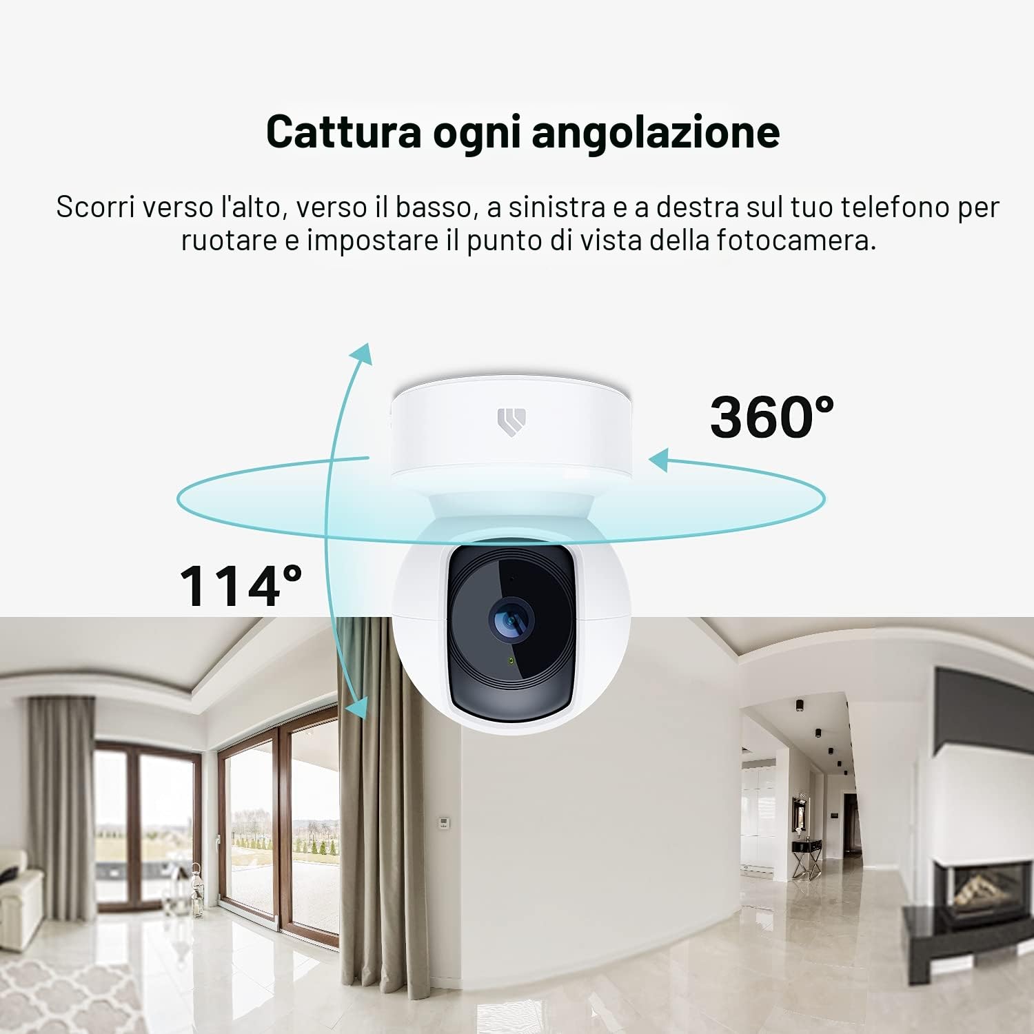 Kasa - Telecamera di sicurezza 2K QHD Pan/Tilt, sensore di luce stellare per visione notturna a colori, rilevamento del movimento per monitor di neonati e animali domestici, audio a 2 vie,