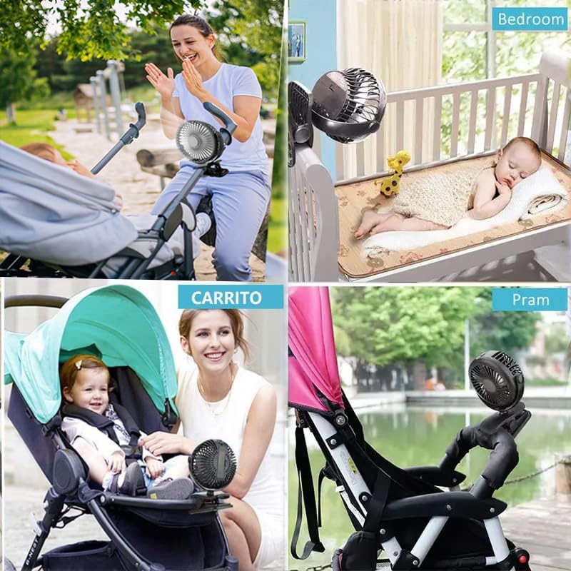 Baby Bucket Clip-on Fan – Portable Rechargeable Stroller Fan with Strong Clip | Mini Travel Fan for Car Seats, Cribs & Outdoors-(Blue) 3
