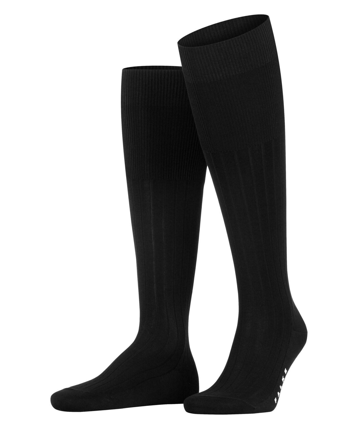 FALKE Men's Milano M Kh Cotton Long Plain 1 Pair Knee-High Socks, Black 3000, 11.5-12.5