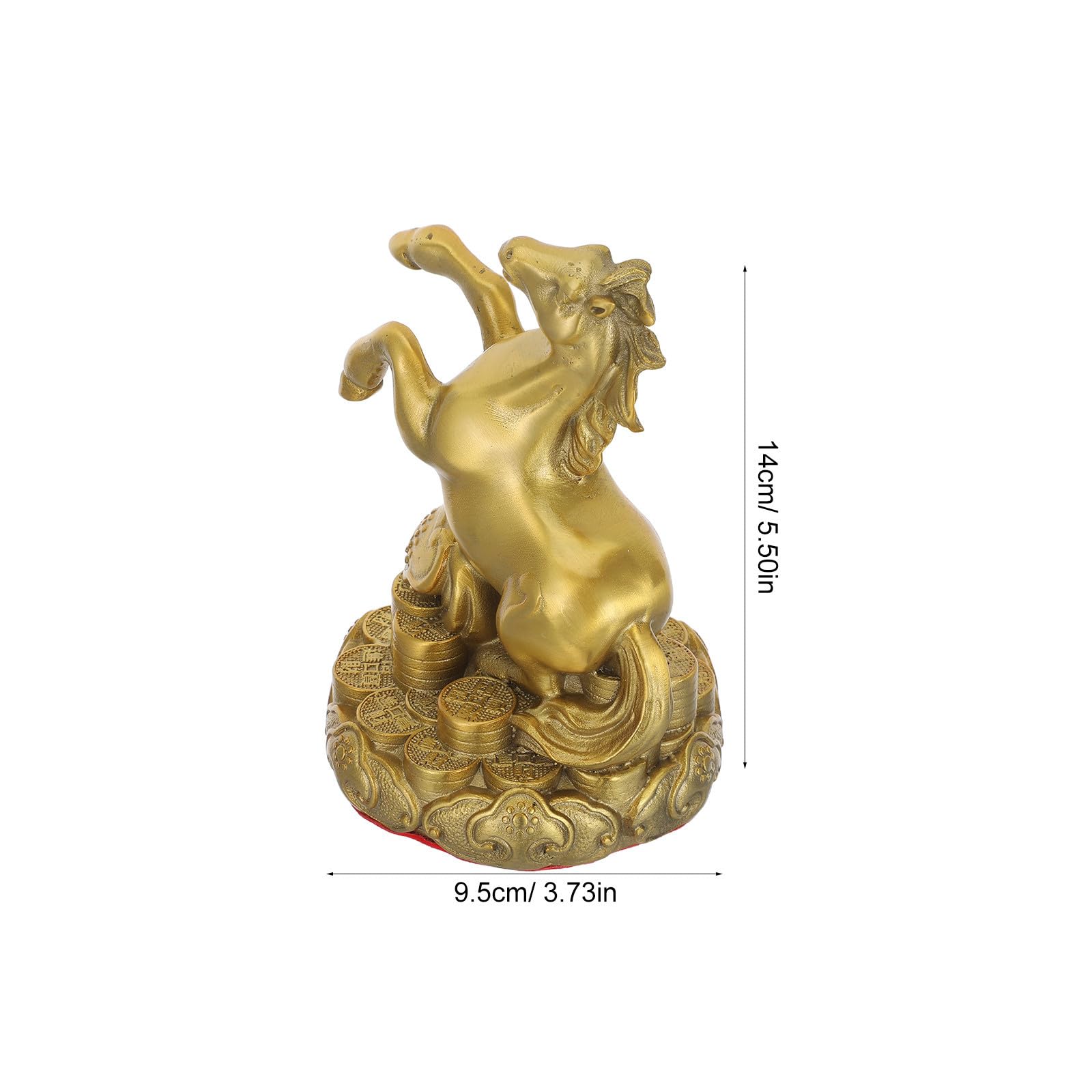 Statuetta Cavallo in Ottone Oro, Decorazione Zodiaco Cinese