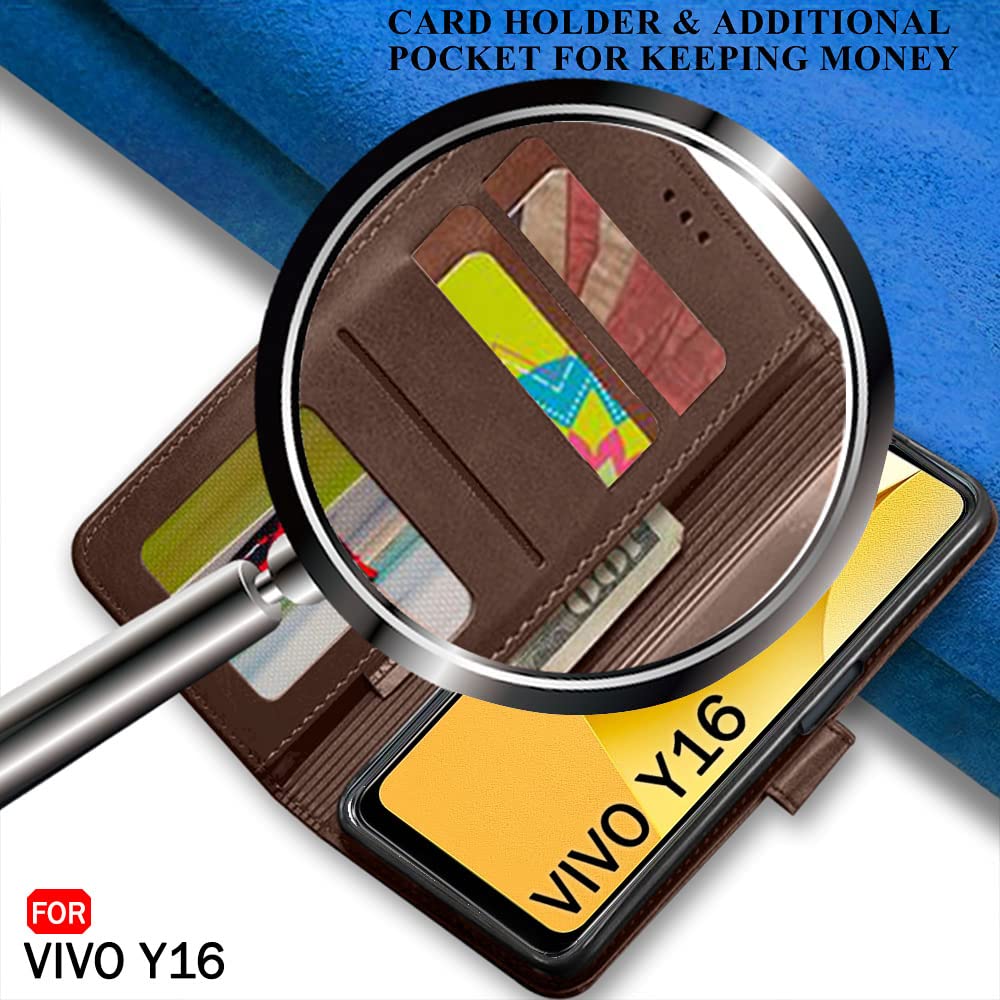 Vivo Y16 Flip Case - Leather Wallet Stand Cover -5
