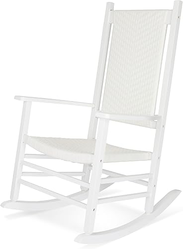 Shine Company 4335WT Hampton - Mecedora de madera para patio al aire libre, color blanco