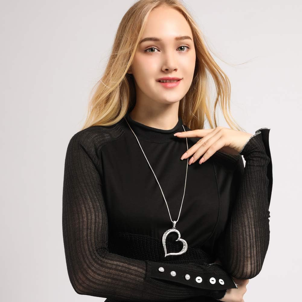 Necklaces for Women Heart Pendant Sweater Layered Y Statement Bohemian Silver Gold Chain Costume Necklace with Gifts Box Jewelry - Image 2