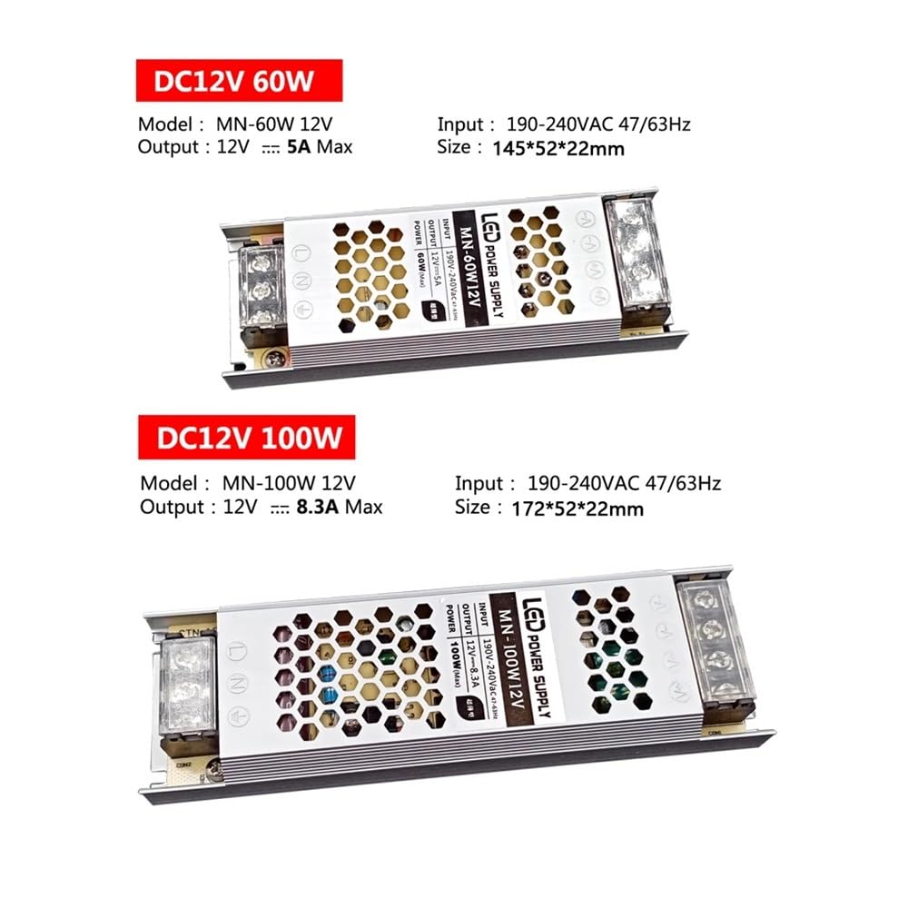 Alimentatore LED Ultra Sottile DC 12V 24V 60W 100W 150W 200W 300W Illuminazione AC 190-240V Driver LED Striscia LED(24V 60W)