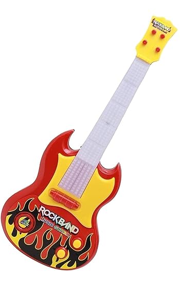 E Trading Kids Guitar Musical Toy with Mic Boys, Girls Learning to Play, 17 Inches, Battery Operated Music and Lights, Guitar Toys String (Multi Color) (Guitar Toy with Microphone)