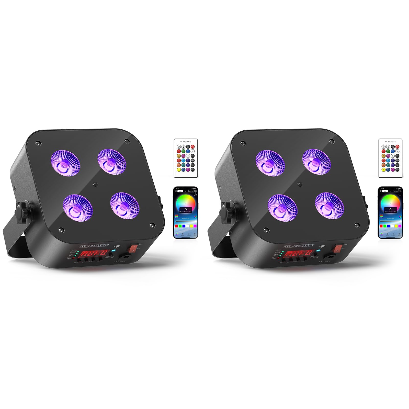 2er Akku LED par licht 4x18 W RGBWA UV 6-in-1 Wiederaufladbarer Bühnenlicht disco Uplights mit APP/DMX/Fernbedienung Kontrollmethoden LED par Scheinwerfer für DJ party Hochzeits Geburtstags