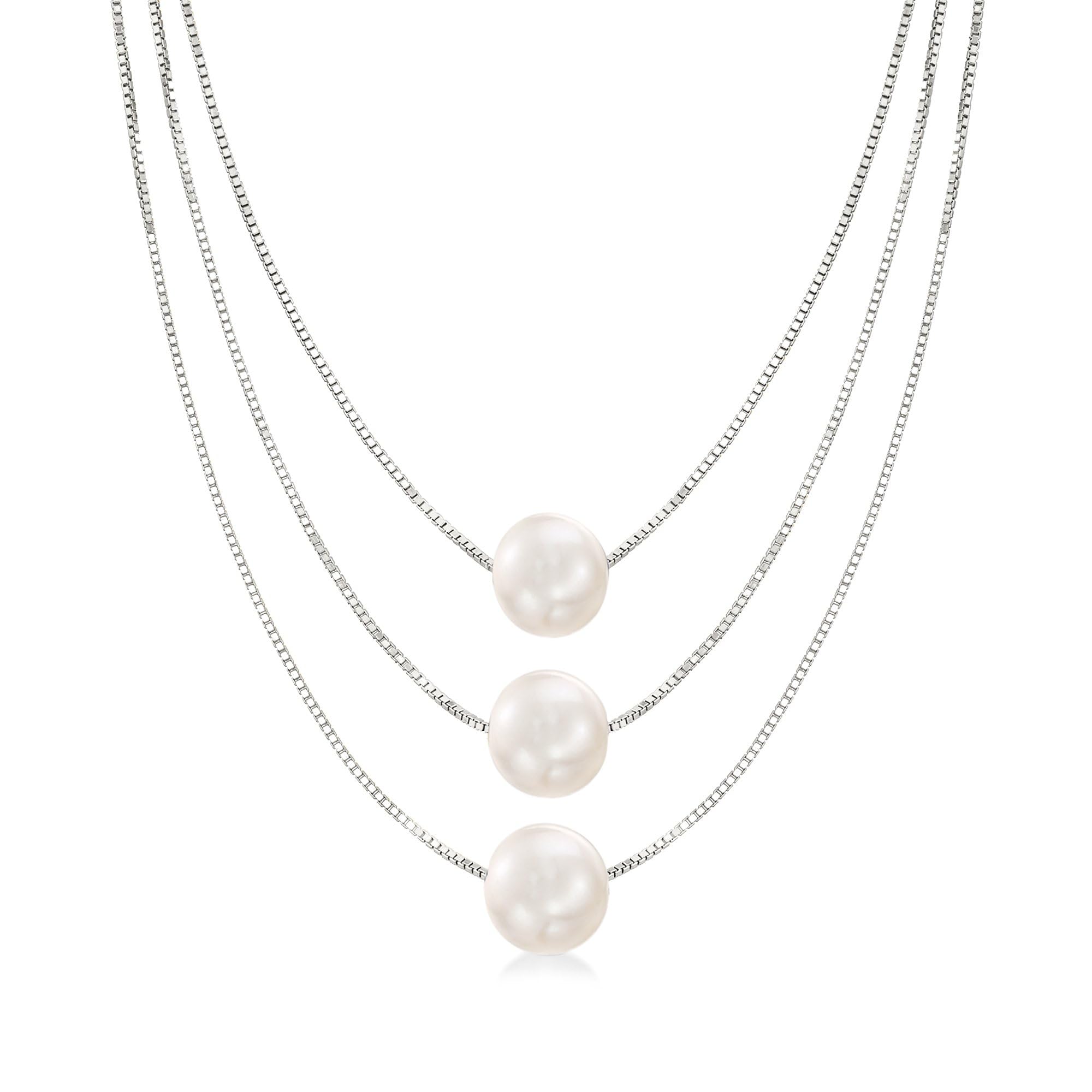 Ross-Simons 9-9.5mm Cultured Pearl 3-Strand Layered Necklace