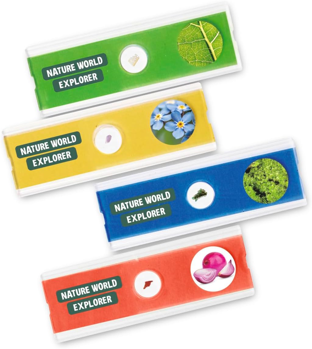 Simba - Nature World NW 104342666 Portable Microscope 11 cm + 4 Samples to Analyse Including 3 Slides from 5 Years