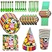 Nesloonp Forniture per Feste 81PCS stoviglie per Feste da tavola a Tema Animale Cartone Animato Forniture per Feste di Compleanno Forniture per Feste da Picnic Possono ospitare 10 Ospiti