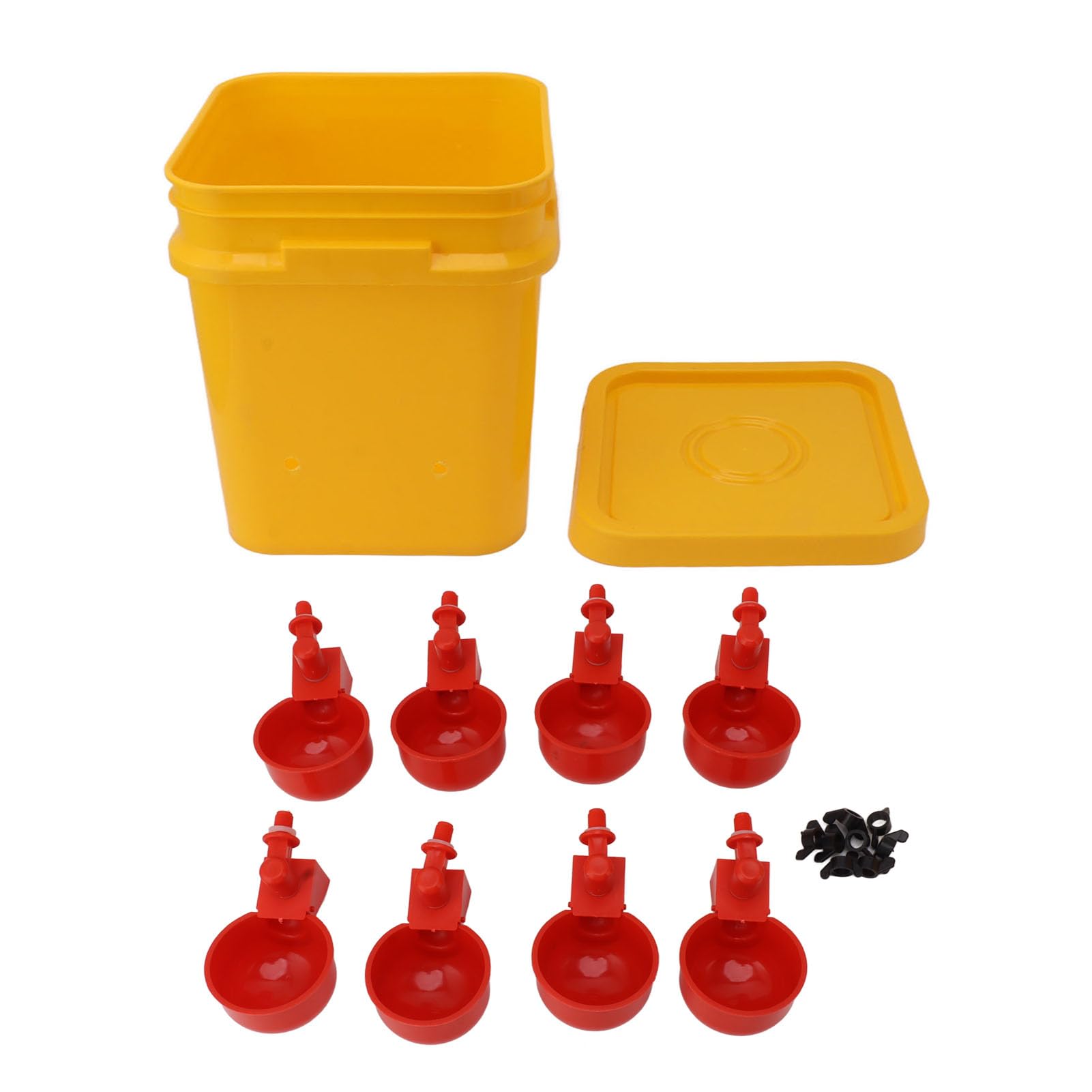 Bebedero Automático para Pollos, Equipo para Beber, Bebedero para Aves de Corral, Ganso, Pato, Barril, Taza para Cría de Pollos, Bebederos (Cubo + Tazón Azul Grande + Tornillos