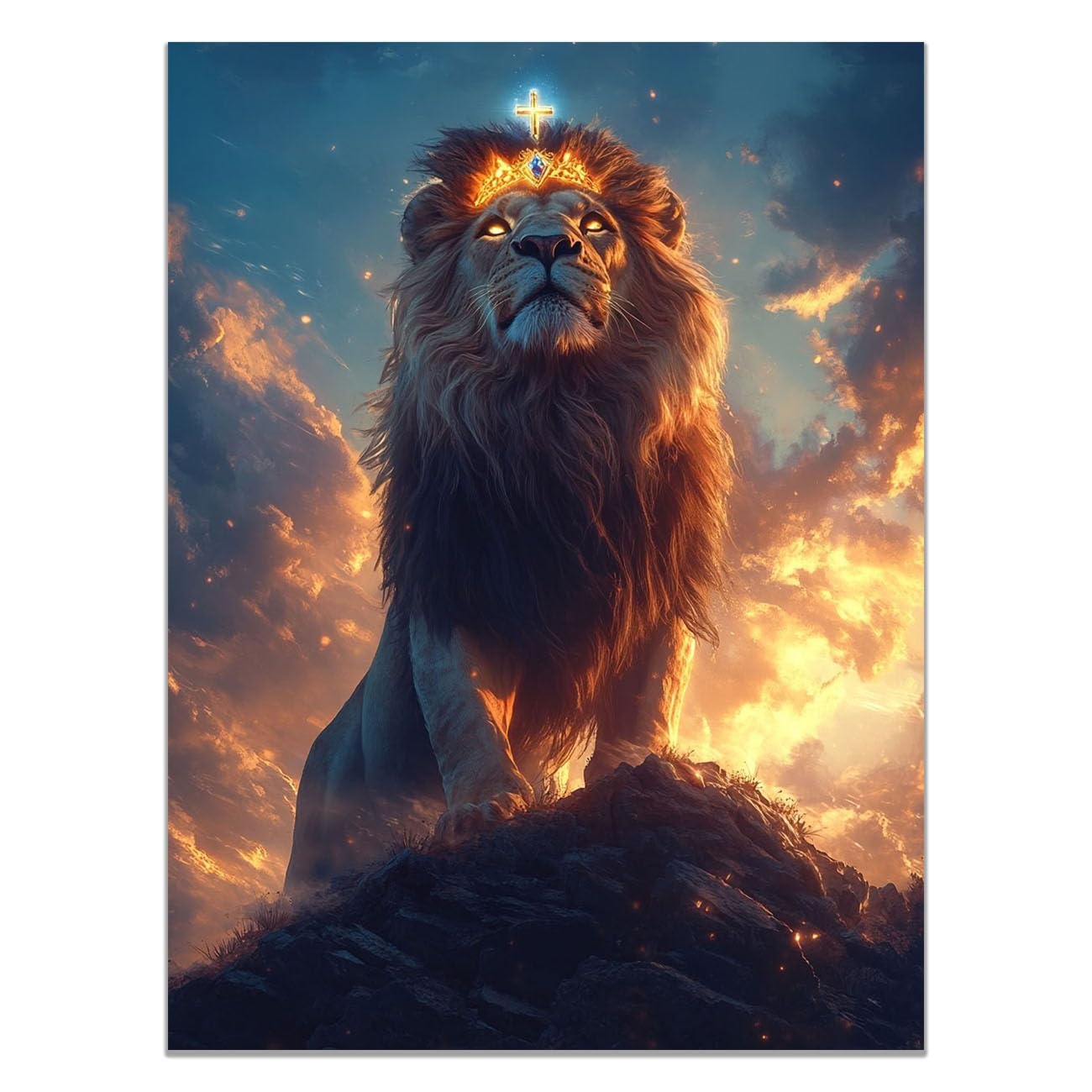 QUSAAOU Jesus Canvas Wall Art Jesus Walking in the Moonlight Christian Religious Prints Painting for Bedroom Living Room Bedroom Hallway Home Decoration(golden)-50x70cm Unframed