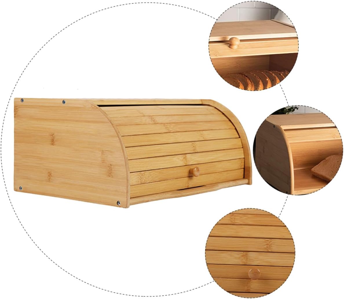 TOYANDONA Wooden Bread Box Lid Storage Basket Kitchen Countertop Organizer for Bread and Fruit Home Use