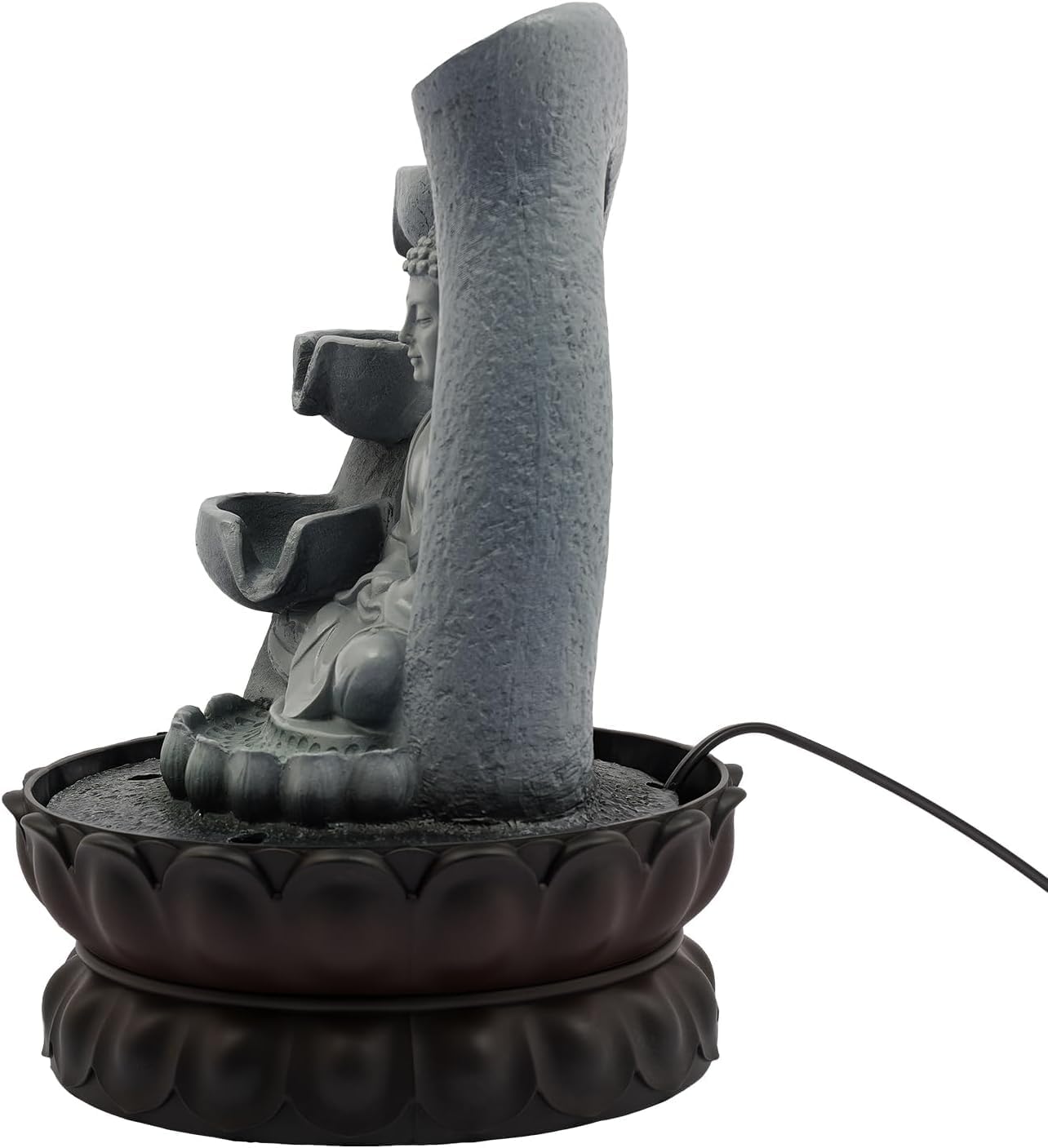 Zimmerbrunnen mit Buddha, 21 * 28cm Tischbrunnen mit LED Beleuchtung und Geräuschloser Pumpe für Heimdekoration, Teehäuser, Clubs, Geschäftsräume