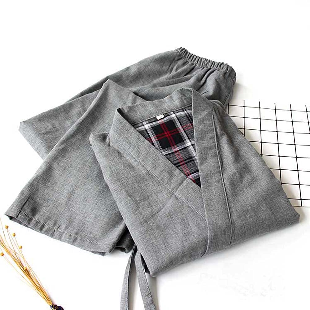 Fendawn Strive Clásica elegante estilo japonés hombres algodón albornoz pijamas Kimono ropa casual