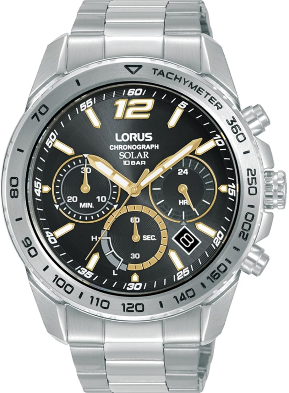 Lorus Men's Solar Chronograph Watch with Black Dial RZ509AX9