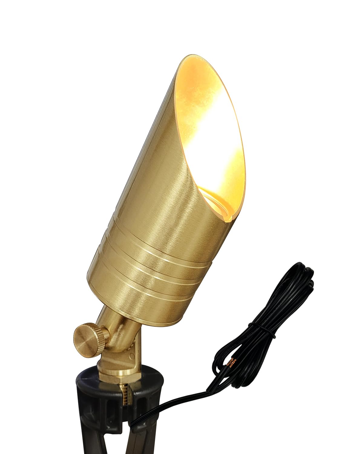 MALORY Brass Landscape Spotlight,12V AC/DC Low Voltage LED Landscape Lighting,Waterproof Spot Up Light for Garden,Patio and Yard (1-Pack Without Bulb)