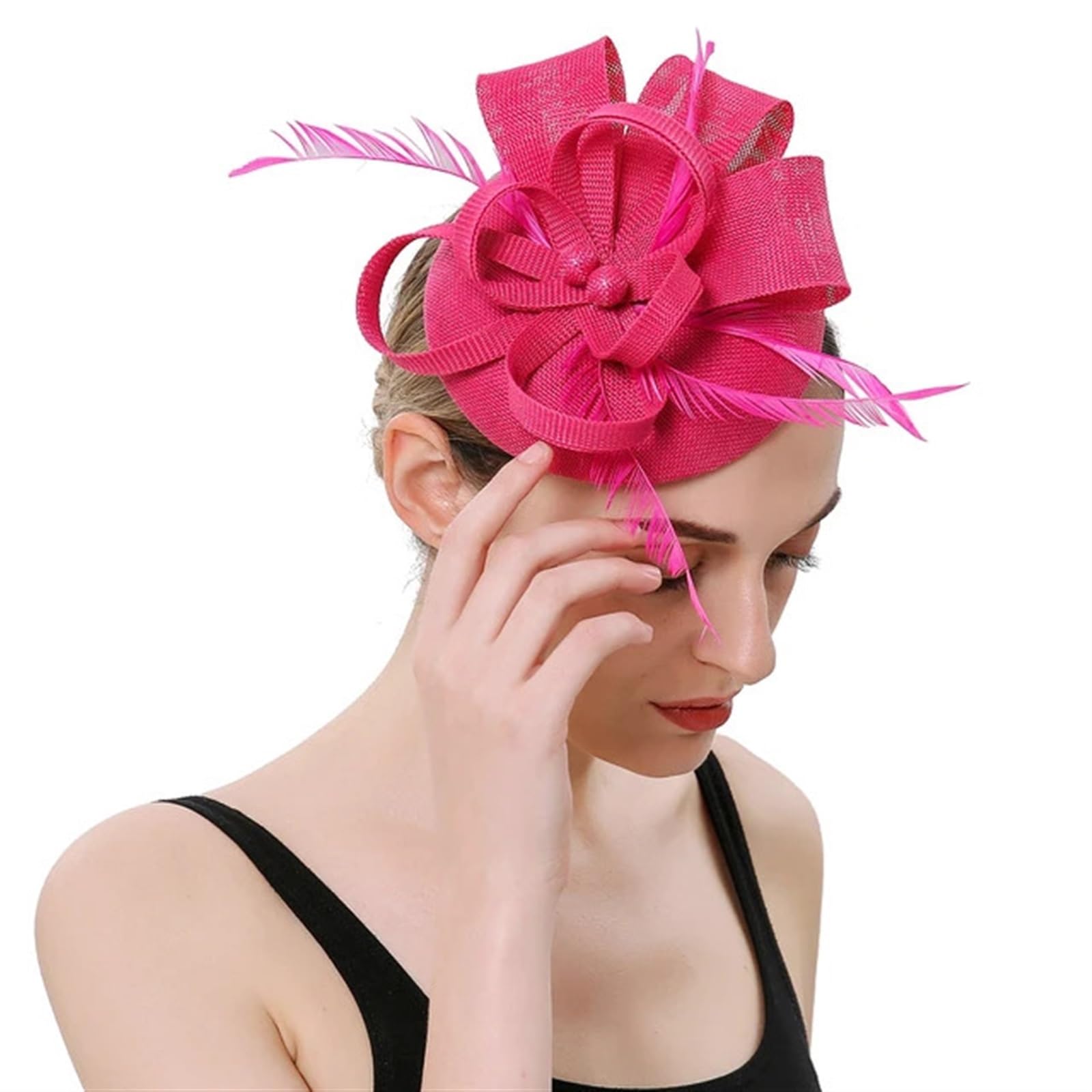 UALXPAO Wedding Hats Women Fascinator Hat Cocktail Wedding Church Headwear Feather Hair Accessories Lady for Tea Party,Weddings(Color5)