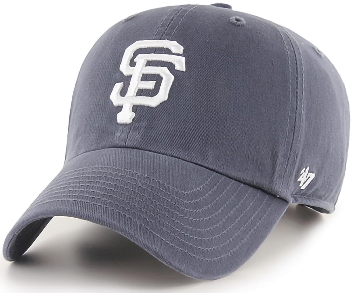 47 Brand MLB Vintage Navy Primary Logo Clean Up Adjustable Baseball Cap  Hat, Adult One Size Fits All