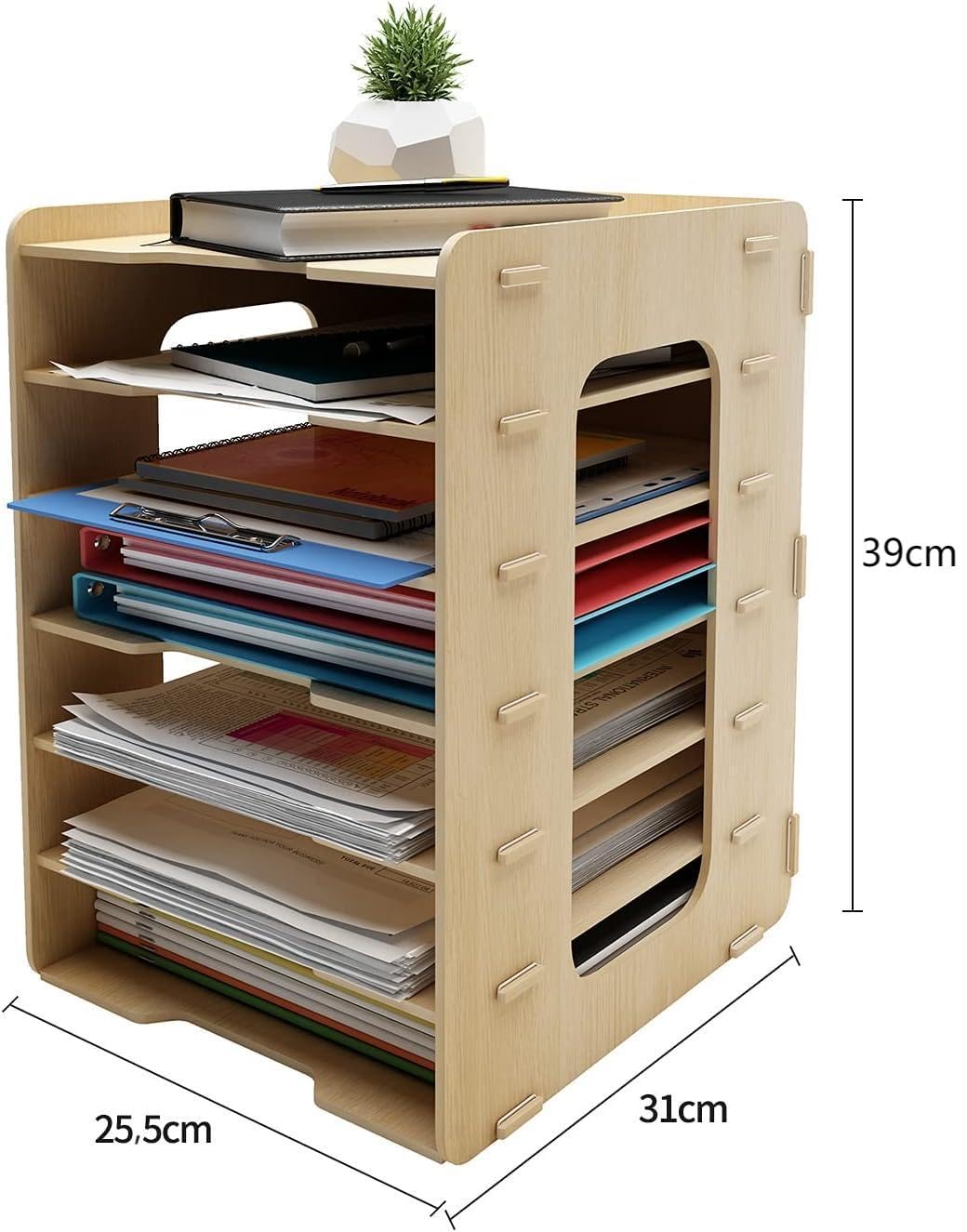 PUNCIA A4 Dokumentenablage 7 Ablagefächer aus Holz Briefablage Papierablage | Schreibtisch Datai Organizer Ablagesystem Aktenaufbewahrung Dokumentenhalter für Büro Arbeitszimmer Schule Office
