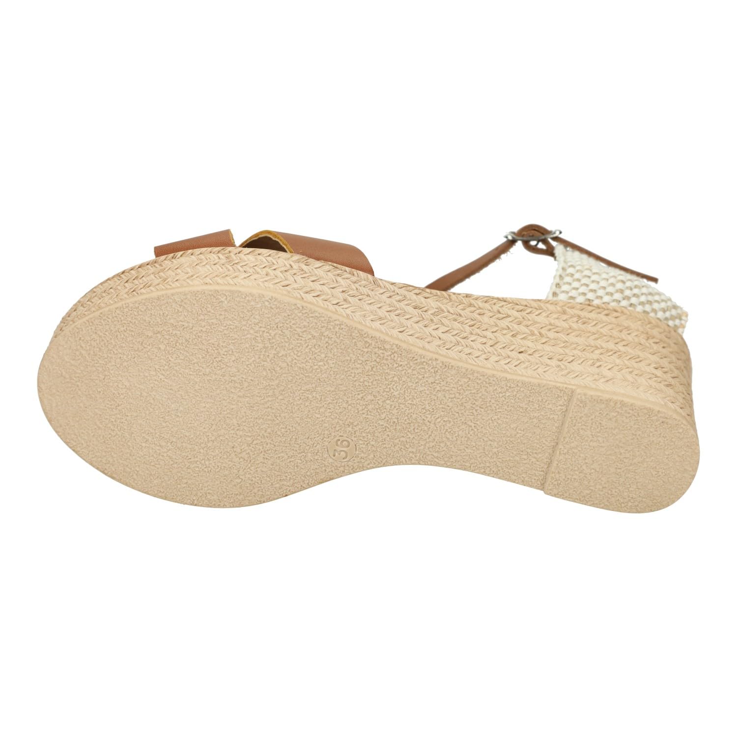 SANDALI M704 Marrones de Piel para Mujer con cuña de 6cm, Verano con cuña, Hechas en España Mujer