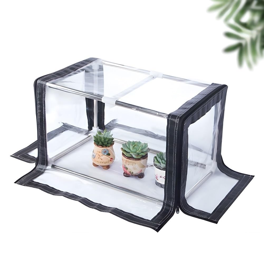 Zfmnoyev Mini Serre, Serre Portable pour Le Jardin, Tente pour Fleurs avec Couverture en PVC Transparent Et Cadre en Acier Inoxydable, pour L'intérieur Et L'extérieur(70x60x50 cm/28x24x20 in)
