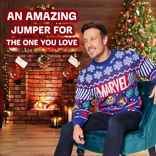 Marvel Mens Knitted Christmas Sweater, Funny Cozy Xmas Sweater - Gifts for Him2